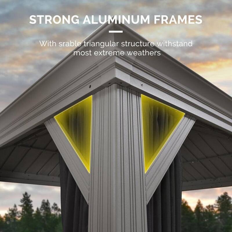 PURPLE LEAF 12' X 20' Hardtop Gazebo Outdoor Metal Double Roof Gazebo for Patio