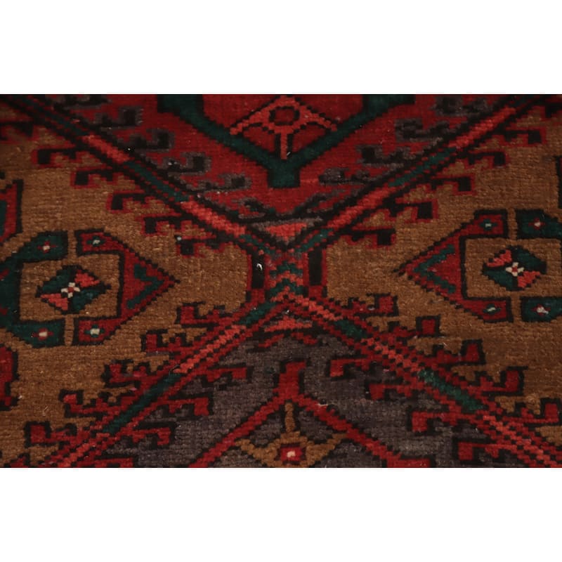 Hand Knotted Oriental 100% Wool Carpet Traditional Tribal Brown Ardebil Runner Rug - 10' 5'' X 3' 4''