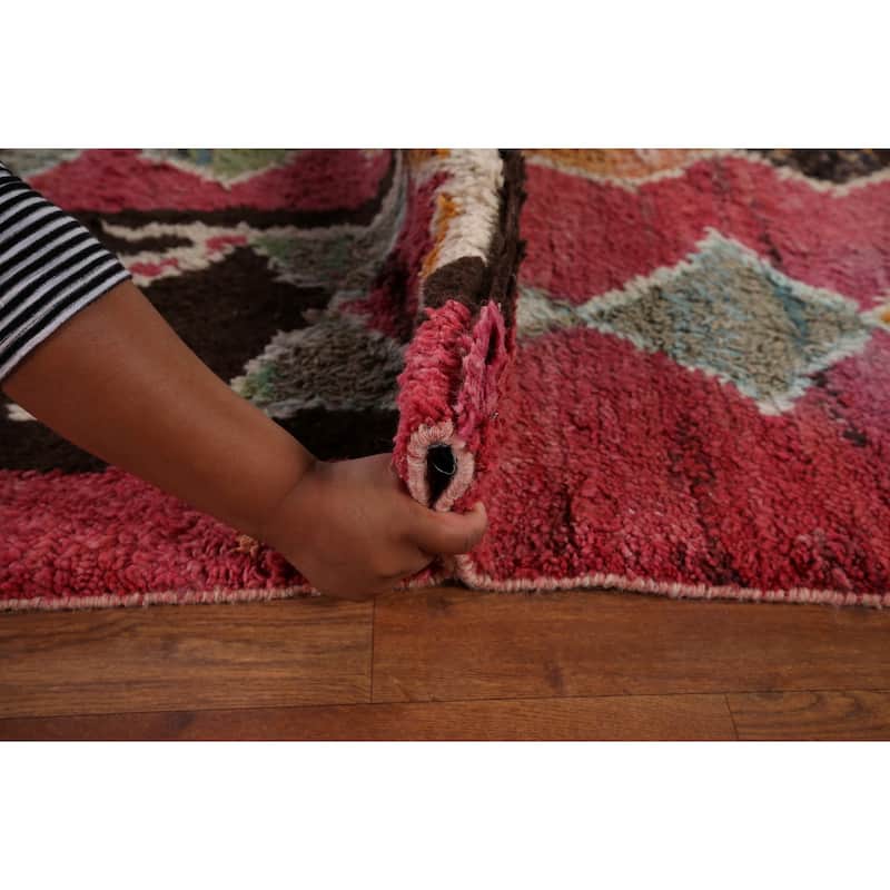 All-Over Geometric Moroccan Large Area Rug Handmade Wool Carpet - 9'9" x 14'7"