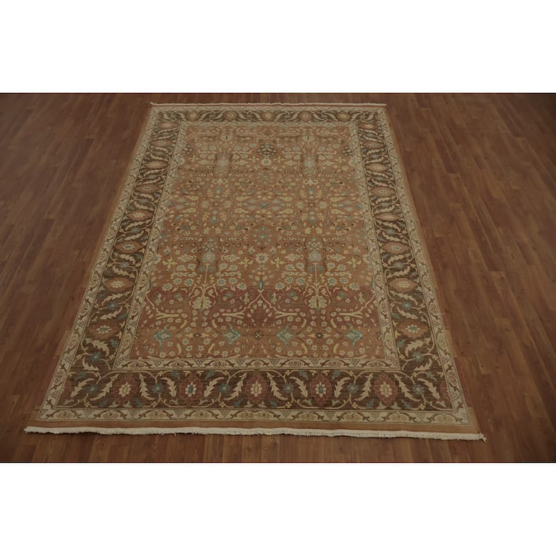 Hand Knotted Oriental 100% Wool Carpet Traditional All-Over Oranges & Rust Ziegler Area Rug - 10' 0'' X 6' 9''