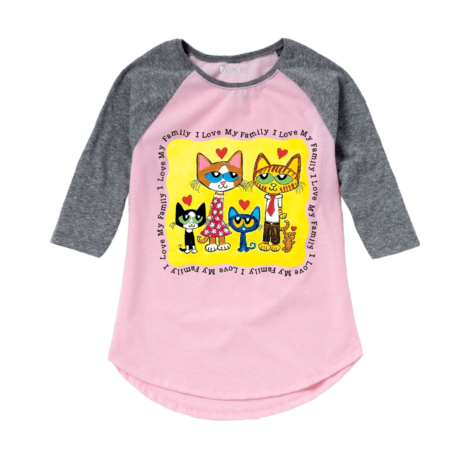 Shop Pete The Cat Love My Family Toddler Girl Shirt Tail Raglan