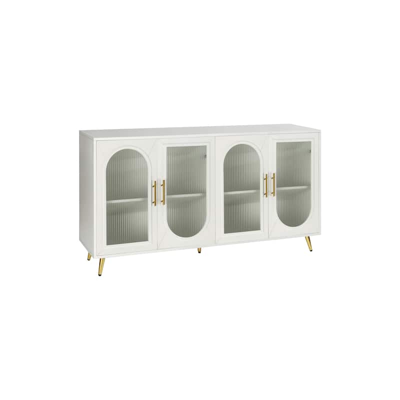 TV Stand for 65+ Inch TV, Wood TV Stand with Storage Cabinet & Adjustable Shelves, Media TV Console for Living Room Bedroom