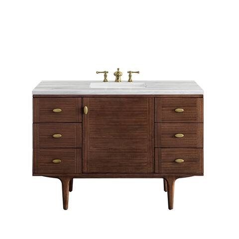 James Martin Vanities Amberly 48" Single Vanity, Mid-Century Walnut