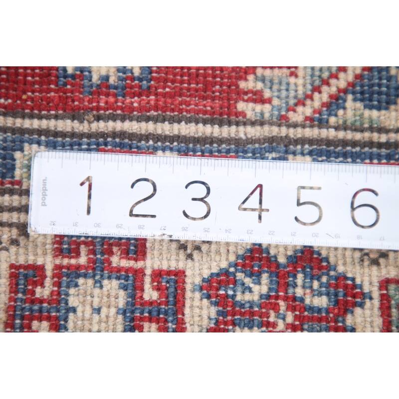 Hand Knotted Oriental 100% Wool Carpet Traditional Geometric Red Kazak Runner Rug - 7' 7'' X 2' 9''