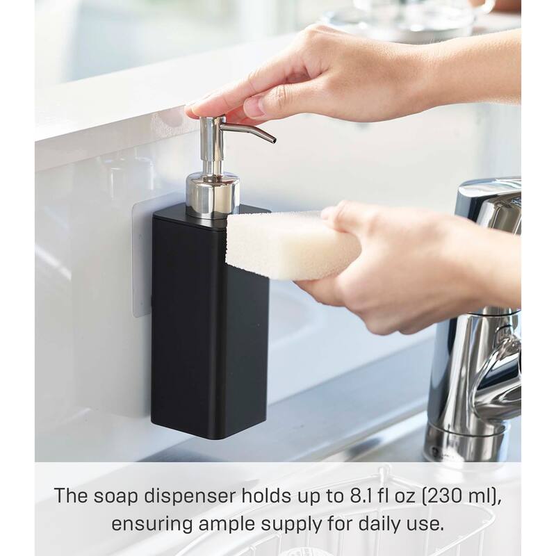 Yamazaki Home Traceless Adhesive Soap Dispenser, ABS Plastic, Holds 1.1 lbs - L 2.95 x W 2.17 x H 7.68 inches