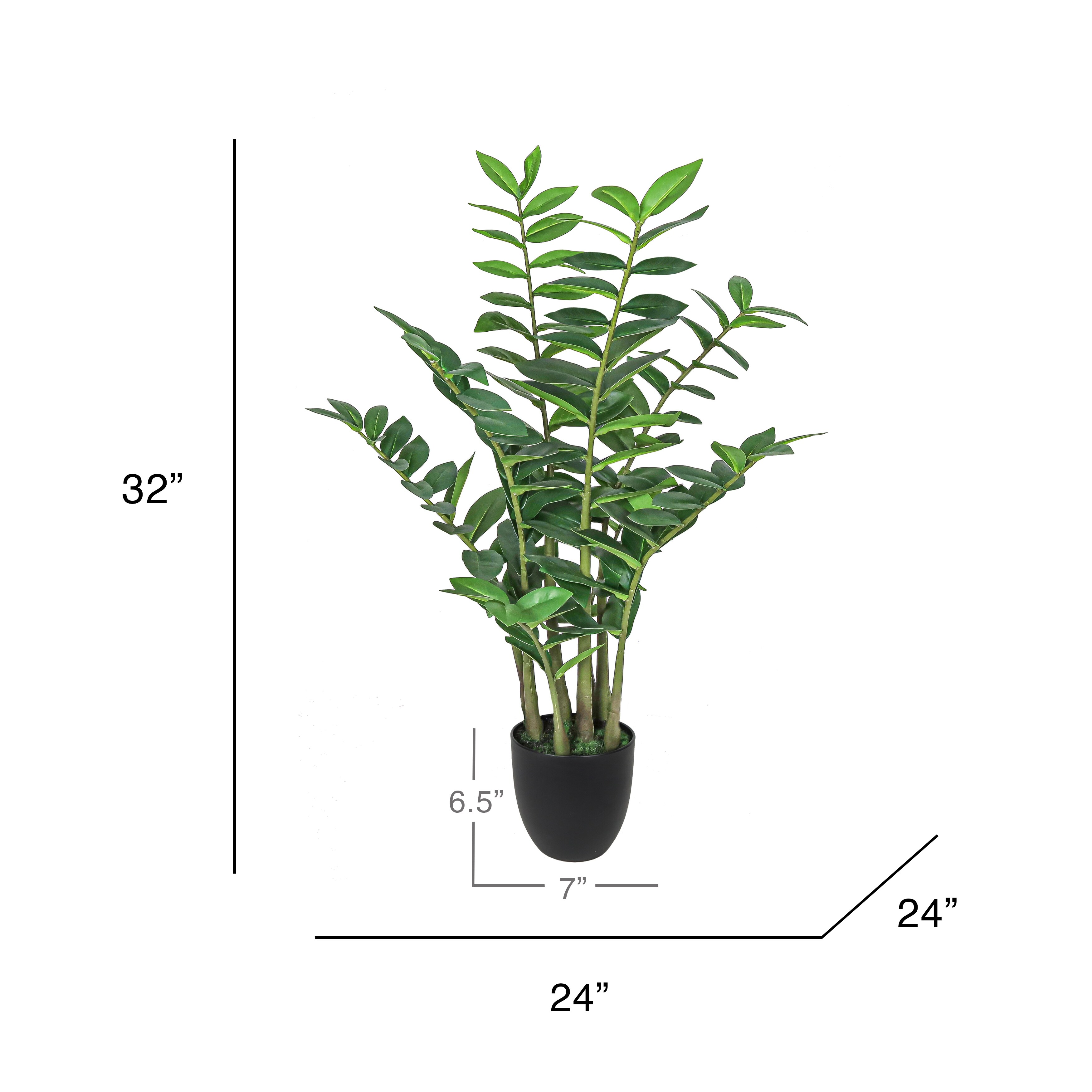 32in Real Touch Artificial Zamiifolia ZZ Plant in Black Pot - 32