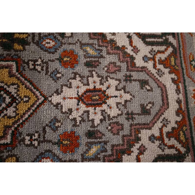 Gray Geometric Heriz Serapi Oriental Accent Rug Handmade Wool Carpet - 2'10"x 5'5"