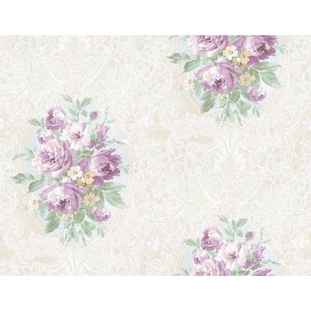 Seabrook Designs Vivienne Floral Cameo Unpasted Wallpaper