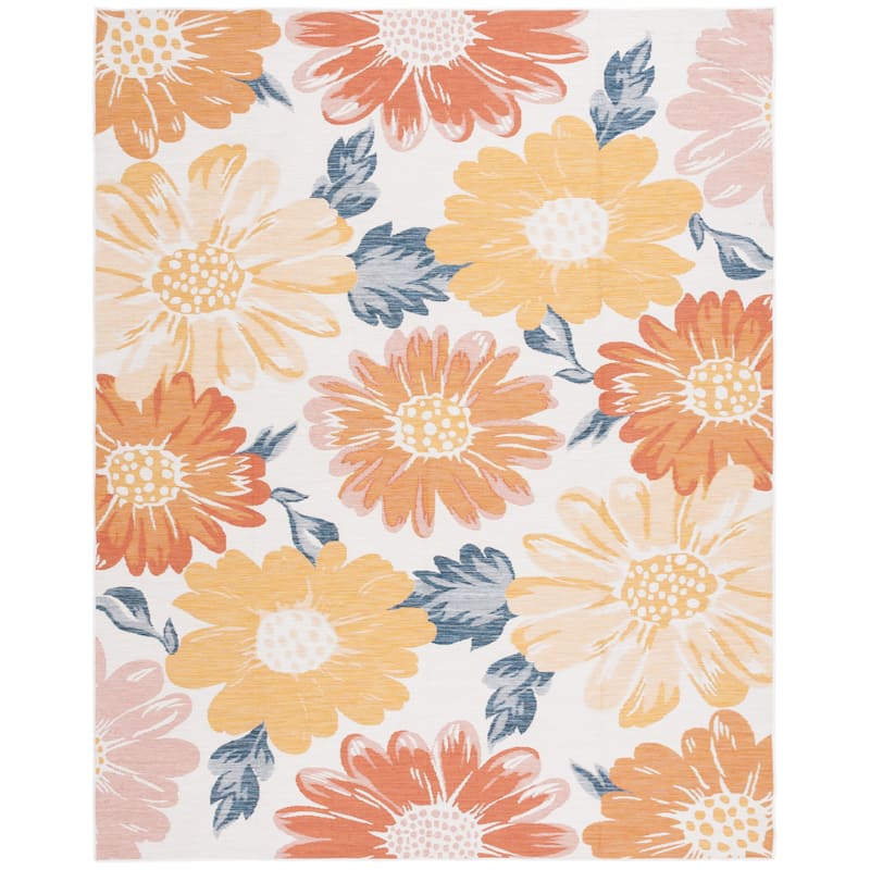 SAFAVIEH Sunrise Rosehilde Indoor/Outdoor Waterproof Rug - 6'7" x 8'7" - Ivory/Rust Gold