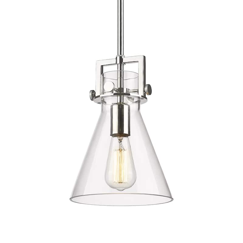 Innovations Lighting 411-1SS-11-8 Newton Cone Pendant Newton Cone 8" - Polished Nickel / Clear