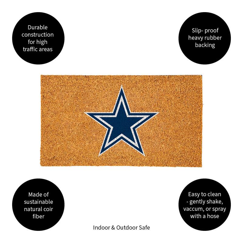 Coir Door Mat, 16"x 28", Dallas Cowboys - 28" x 16"