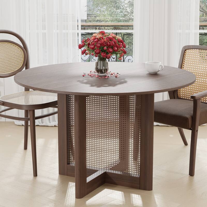 Solid Wood Round Dining Table 4-6 People - Overstock - 40166591