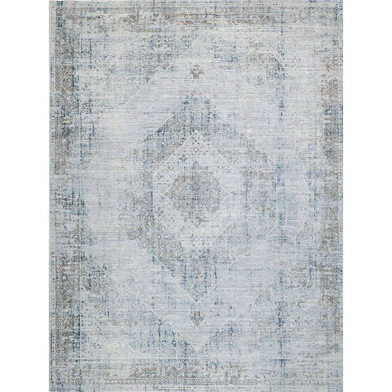 Vintage Looms Beige/Blue Polyester powerloom Area Rug