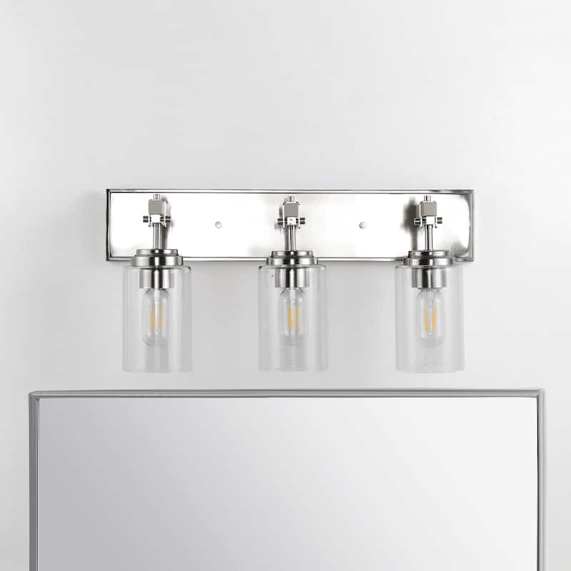 SAFAVIEH Lighting Ytje Wall Sconce - 22"x6.8"x10.3" - Nickel/Clear - 22Wx7Dx10H