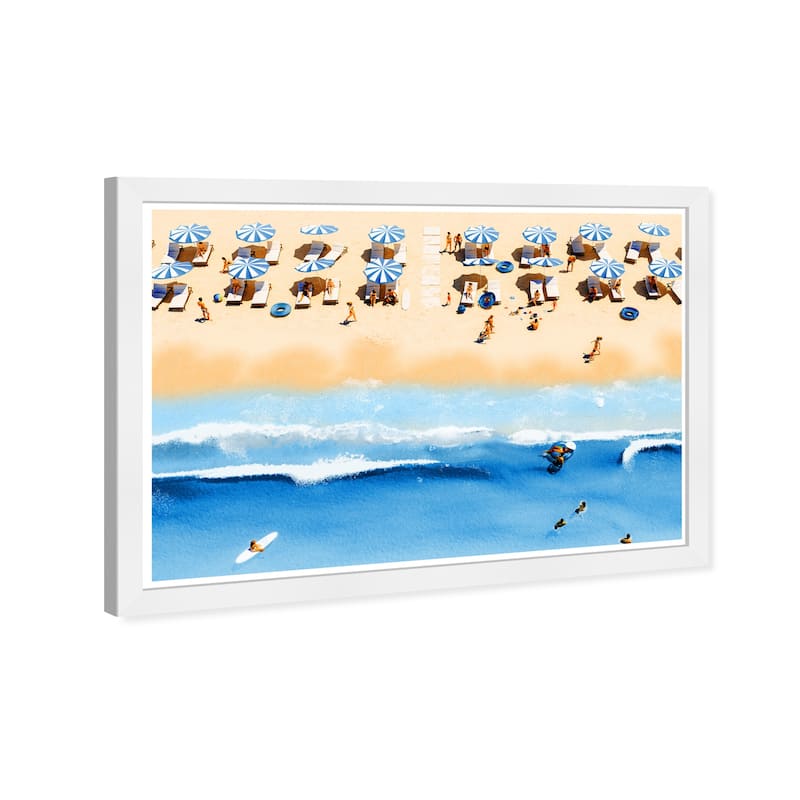 Wynwood Studio Prints Nautical and Coastal Sapphire Beach Umbrellas Blue and Nautical & Coastal Wall Art Canvas Print