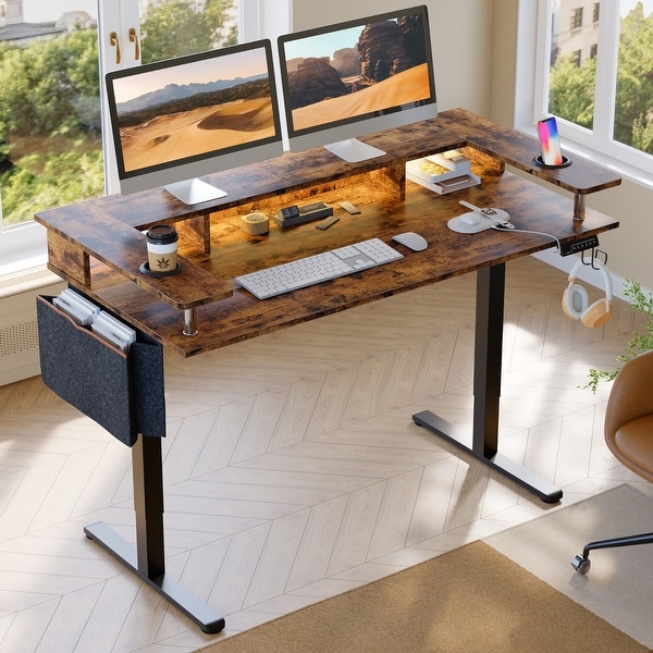 Electric Standing Desk Height Adjustable Computer Desk with Storage and Monitor Stand On Sale Bed Bath Beyond 39780420