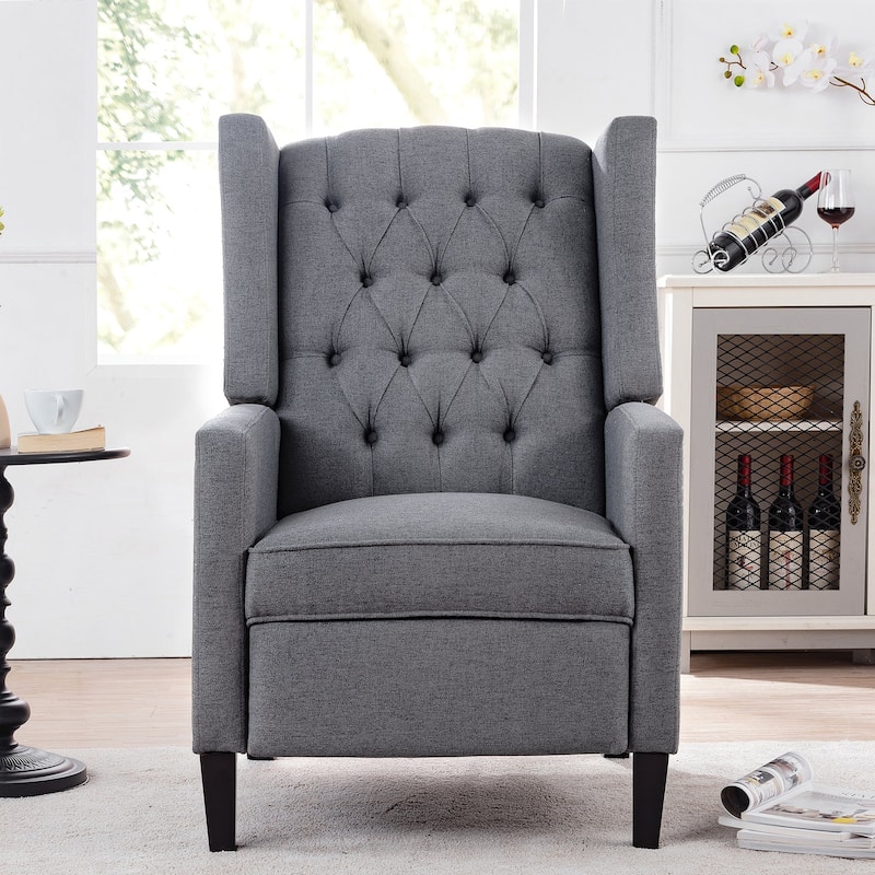 27" Wide Tufted Fabric Wingback Chair - Grey
