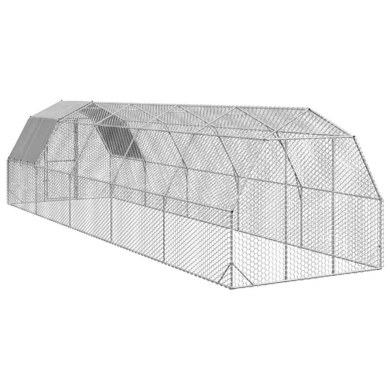 vidaXL Chicken Run Grey Galvanized steel Large Durable Chicken Run - 393.7 x 98.4 x 88.6