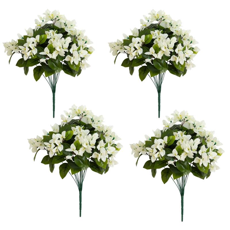 19-in UV Resistant Artificial Bougainvillea Bush - Set of 4