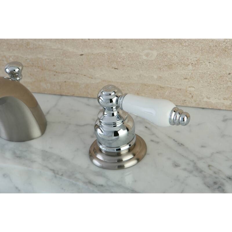 Victorian Mini-Widespread Bathroom Faucet with Retail Pop-Up in Brushed Nickel