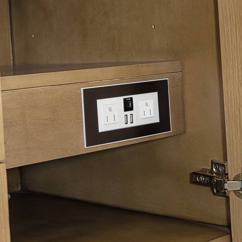 Hudson 60" Single Vanity, Light Natural Oak, FreePower Wireless Charger