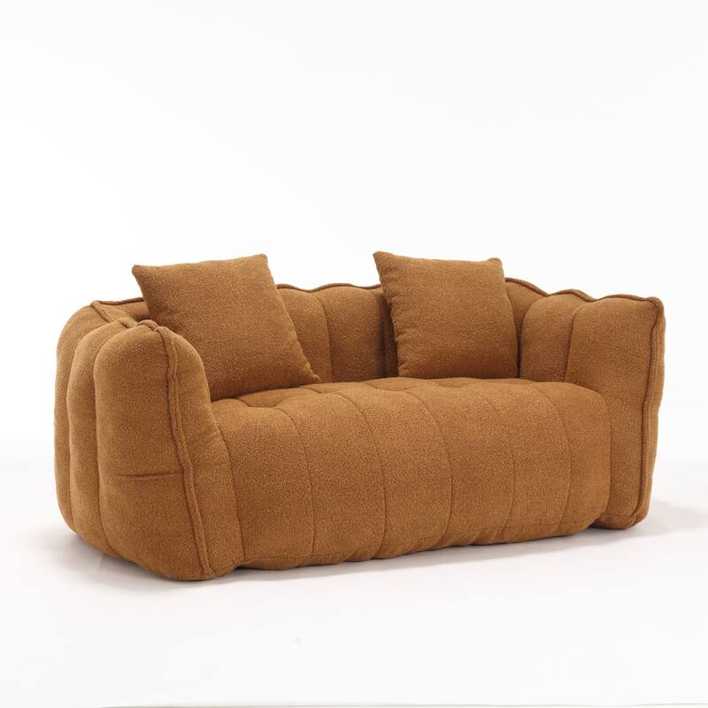 66" Chenille Square Beanbag Chair with High-Resilience Foam Core, Armrests and Handle