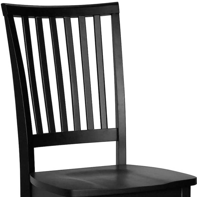 HomeRoots Black Wood Slat Back Dining Side Chair - 18.00 in. x 39.00 in. x 20.00 in.
