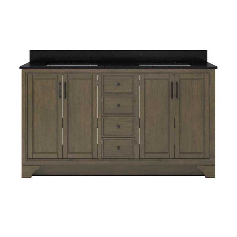 CRAFT + MAIN LCVT6122D-QBG Lanagan 60" Free Standing Double Basin - Shaded Timber