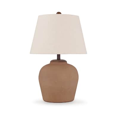 Tery Table Lamp, Empire Hardback Shade, Textured Rust Brown Metal Base