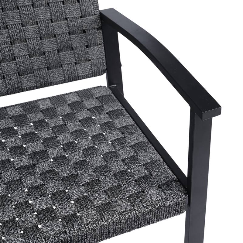 Chelsea Outdoor Rope, Bench Metal Frame & Armrest Patio Bench