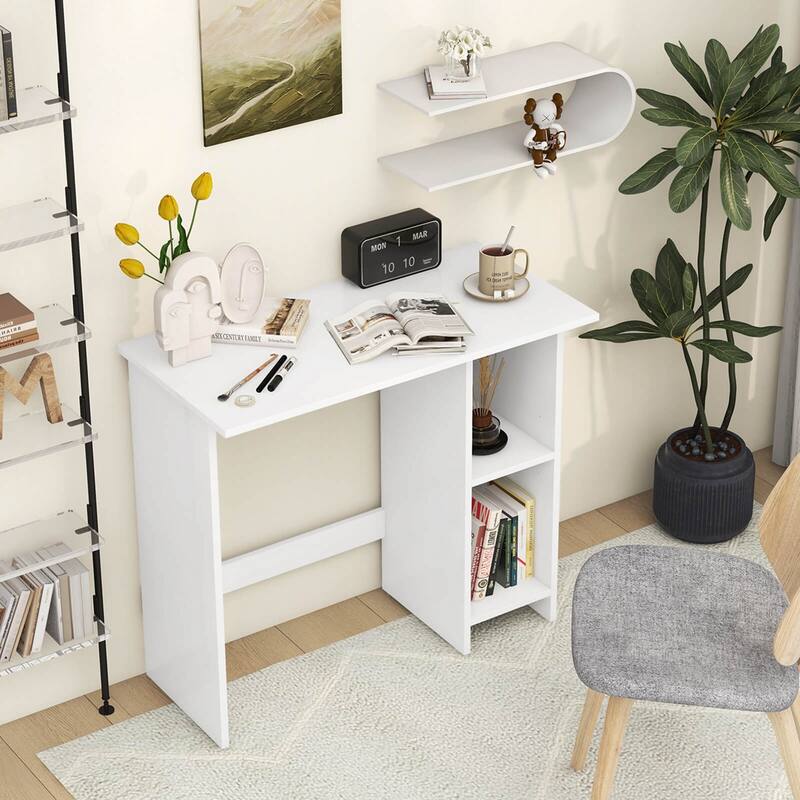 Costway Small Computer Desk with Storage Modern Writing Desk with