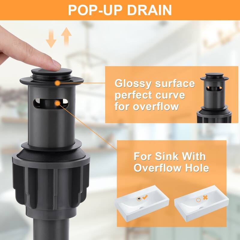 WOWOW 4 in. Centerset Double Handle Bathroom Faucet with Drain Kit