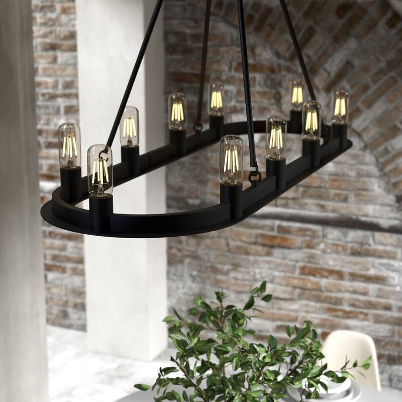 Hunter Saddlewood 10-Light Chandelier Ceiling Light - Dining Room, Island - Industrial, Modern Farmhouse, Transitional
