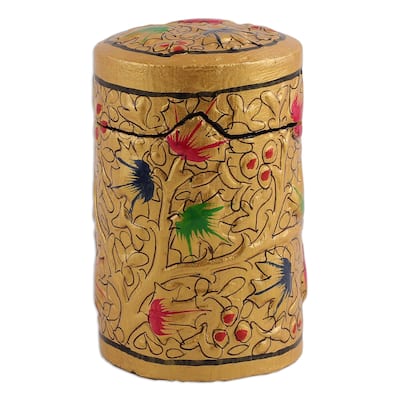 Novica Handmade Golden Valley Papier Mache Toothpick Holder