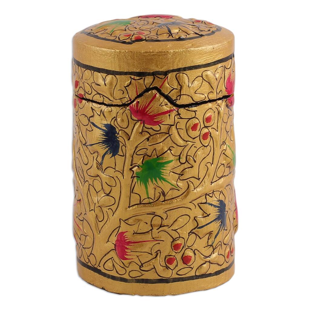 Novica Handmade Golden Valley Papier Mache Toothpick Holder