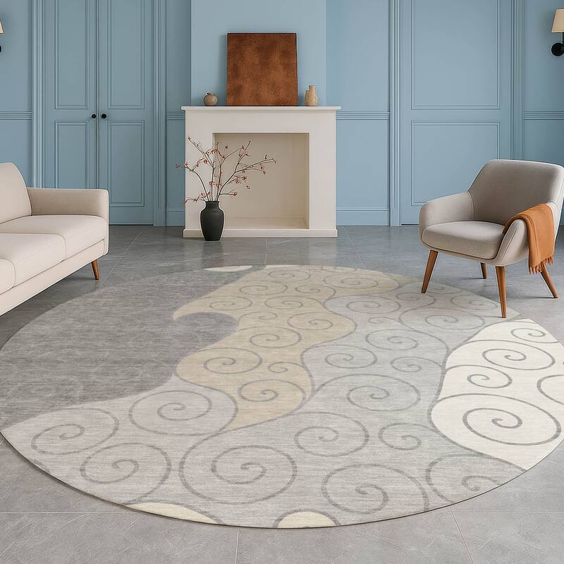 Machine Washable Indoor/ Outdoor Swirly Chantille Rug