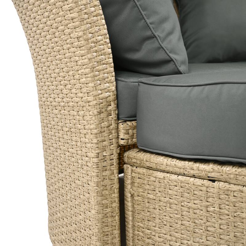 Outdoor Patio Daybed Wicker Rattan Double Daybed
