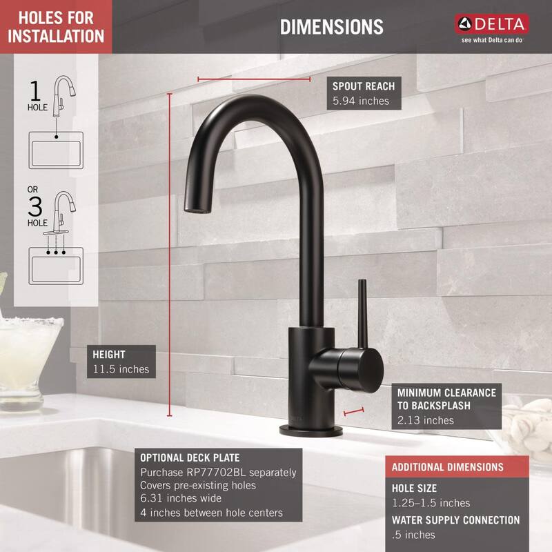 Delta Trinsic Single Handle Bar Faucet with Swivel Spout