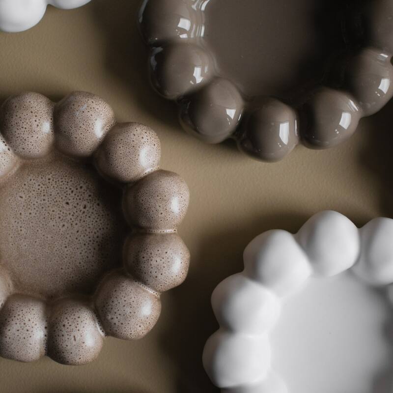 Rounded Shape Ceramic Plate Candle Holder - 6.75" - Beige