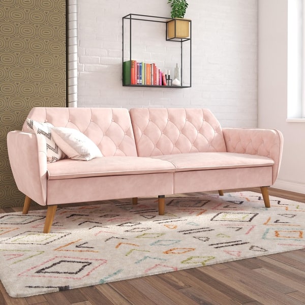 slide 2 of 49, The Novogratz Tallulah Velvet Fold-down Memory Foam Futon