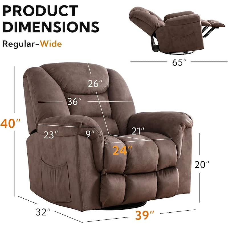 Ebello Oversize Swivel Manual Swivel Recliner