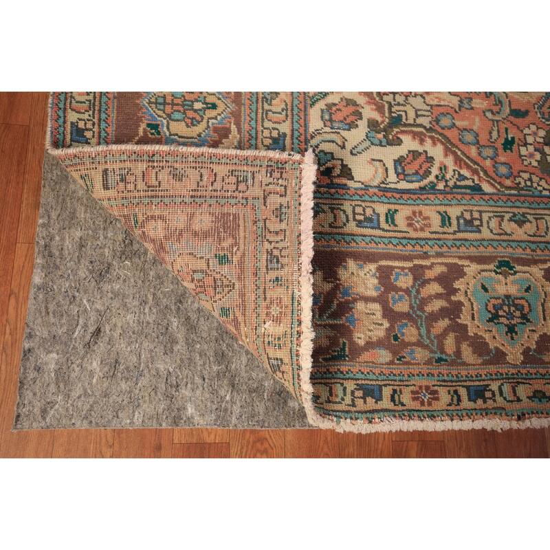 Tabriz Persian Vintage Area Rug Handmade Bedroom Brown Wool Carpet - 8'3" x 11'5"