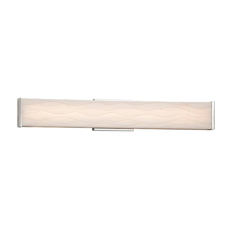 Justice Design Porcelina Latitude 29-inch Polished Chrome ADA LED Wall/ Bath Bar, Waves Shade