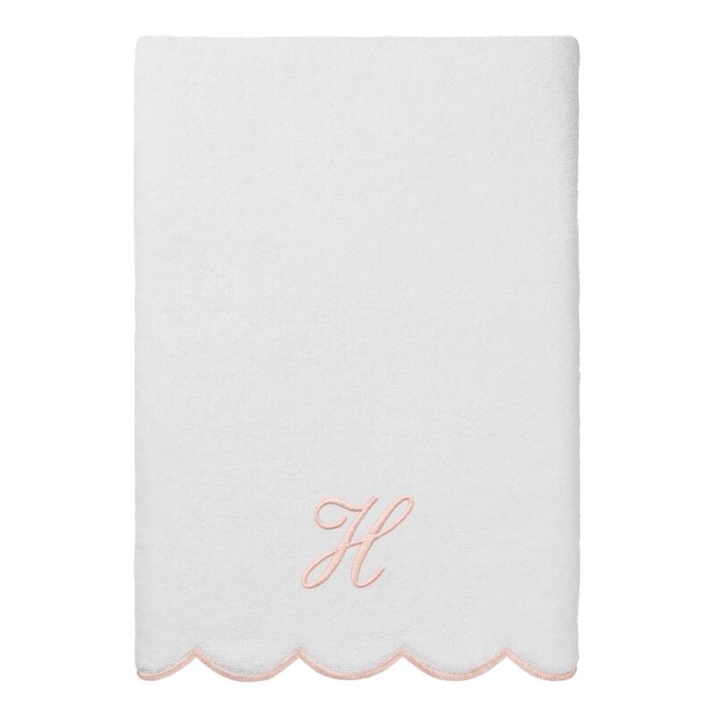 Authentic Hotel and Spa 100% Turkish Cotton Pink ADORNIA Scallop Personalized 3 Piece Towel Set - 3 Piece Set