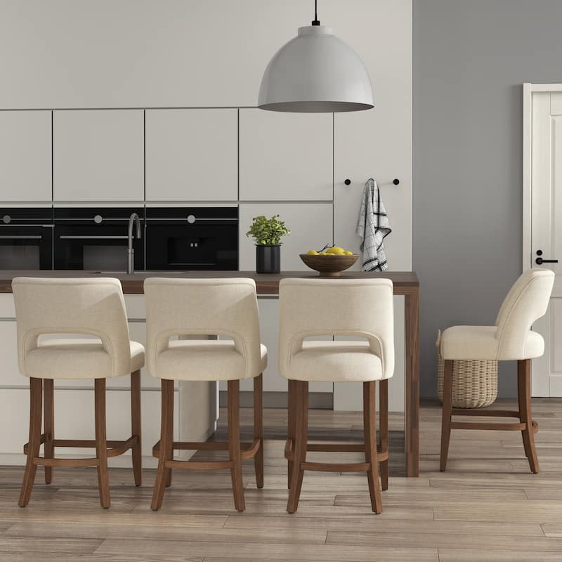 Set of 2/4/6,Upholstered Counter Height Bar Stools,Modern Counter Stools with Wood Legs for Kitchen Island Dining Room Bar