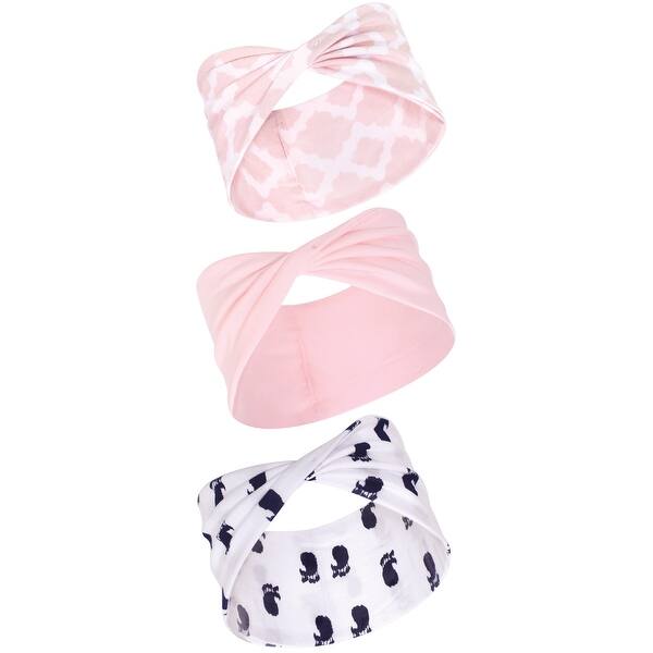 slide 1 of 1, Yoga Sprout Baby Girl Cotton Headbands 3pk, Ikat Elephant, 0-24 Months - Ikat Elephant Ikat Elephant - 0-24 Months