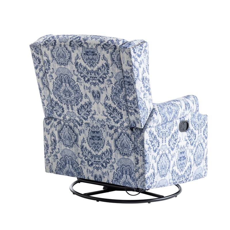 Floral Linen Manual Recliner Chair with Footrest set of 2