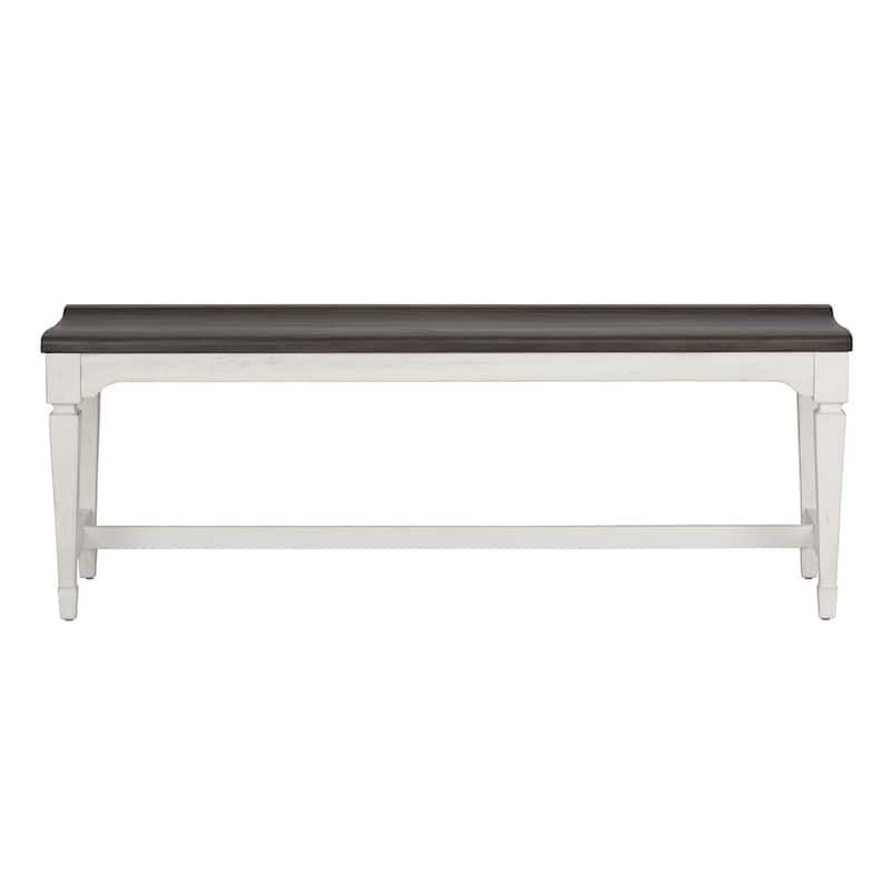 Allyson Park Wirebrushed White Charcoal Wood Seat Bench