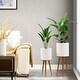 preview thumbnail 2 of 11, Distressed White Cachepot Planters with Bronze Metal Stands (Set of 2)