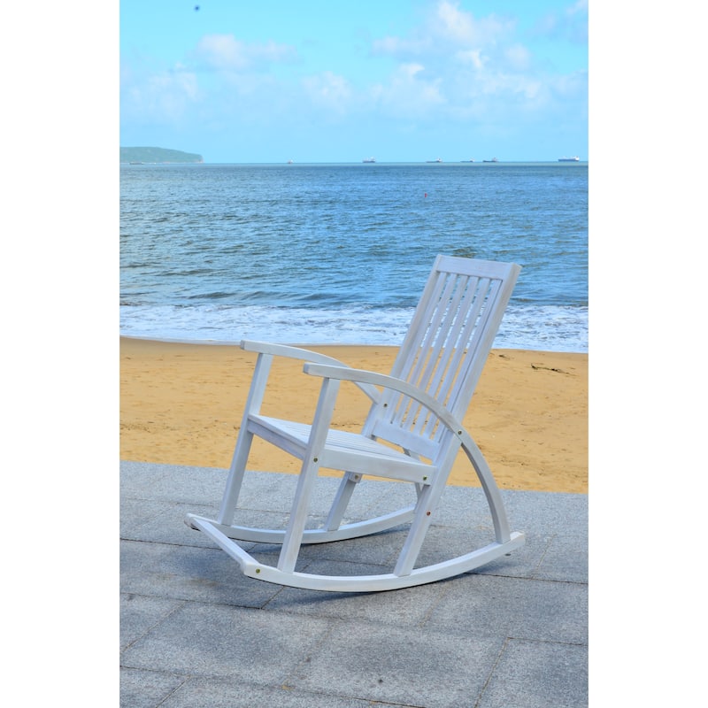 SAFAVIEH Outdoor Nevaeh Acacia Wood Rocking Chair - 26W x 45D x 34H